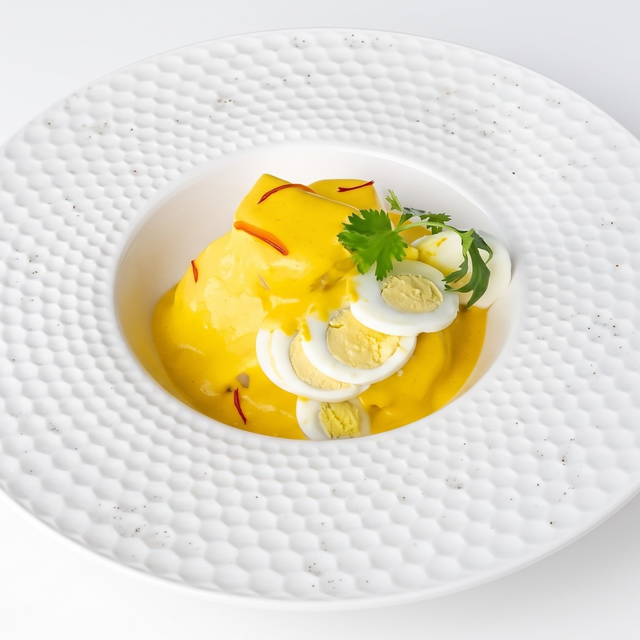 Papa a la Huancaína [Potatoes in Creamy Pepper & Cheese Sauce].