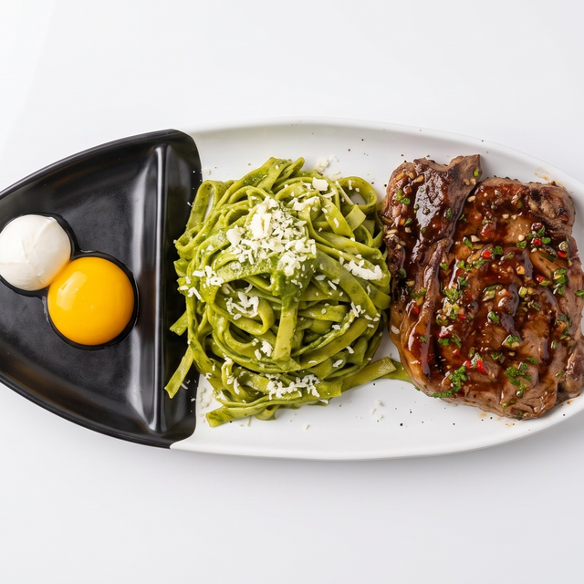 Tallarines Verdes de Carne [Peruvian Pesto Pasta & Beef].