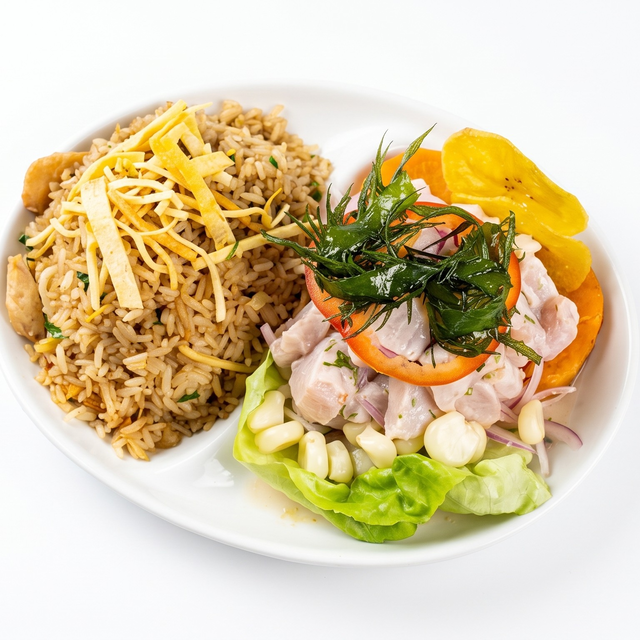 Dúo Mi Perú [Ceviche & Shrimp Fried Rice].