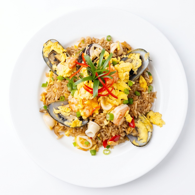 Arroz Chaufa de Mariscos [Seafood Fried Rice].