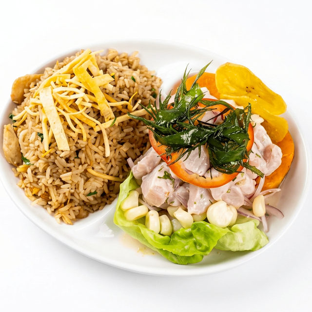 Dúo Mi Perú [Ceviche & Shrimp Fried Rice].